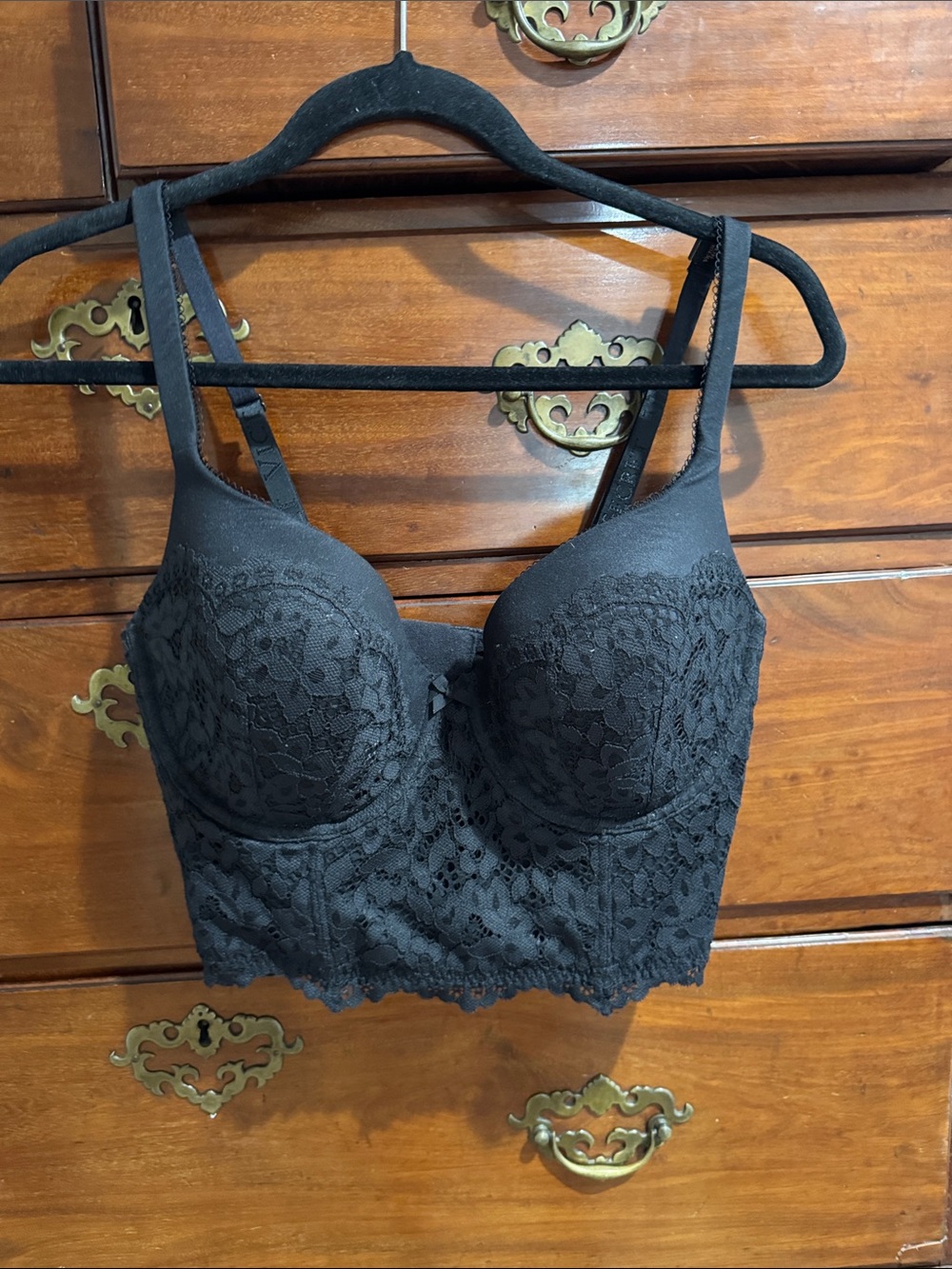 Black Lace Longline Bralette - Unbranded